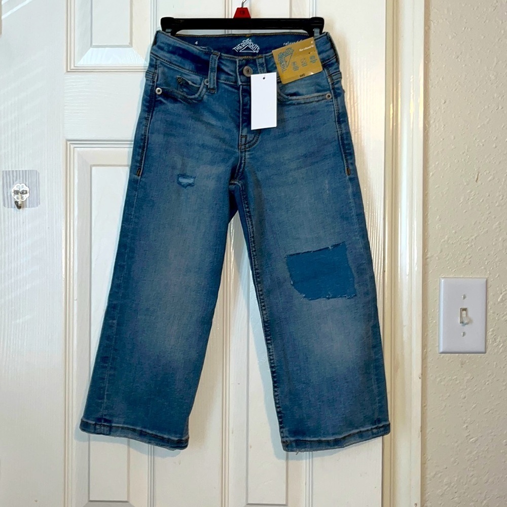 Boys Thereabouts relaxed patchwork denim jeans